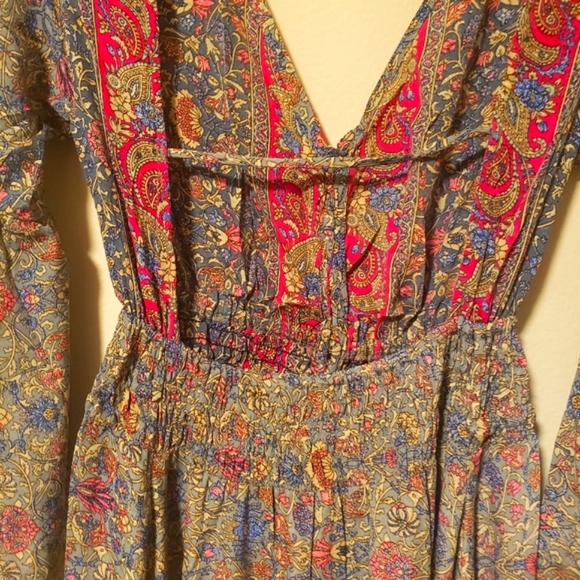 Karma Highway Flowy Silky Tier Hi-Lo Dress Lt.Blue/Rose OS-NWT - Picture 5 of 10